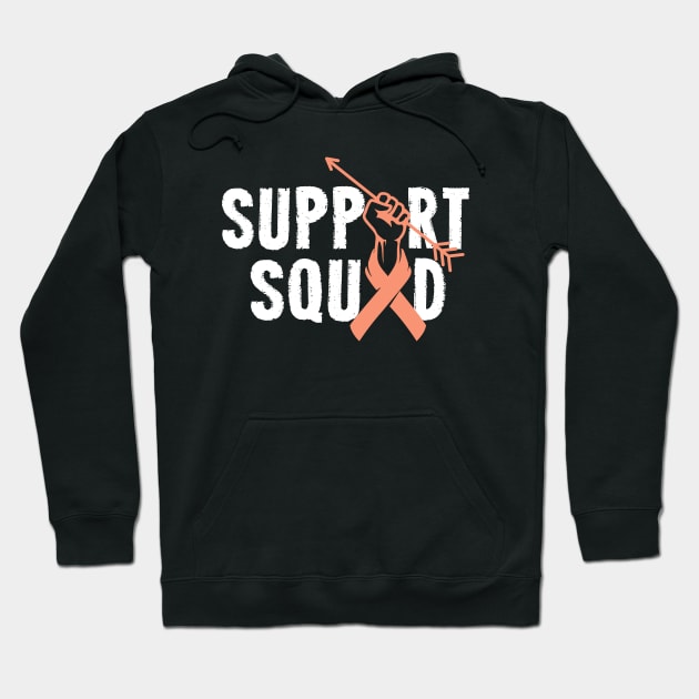 Support Squad Uterine Cancer Awareness Endometrial peach Ribbon Hoodie by ArtedPool